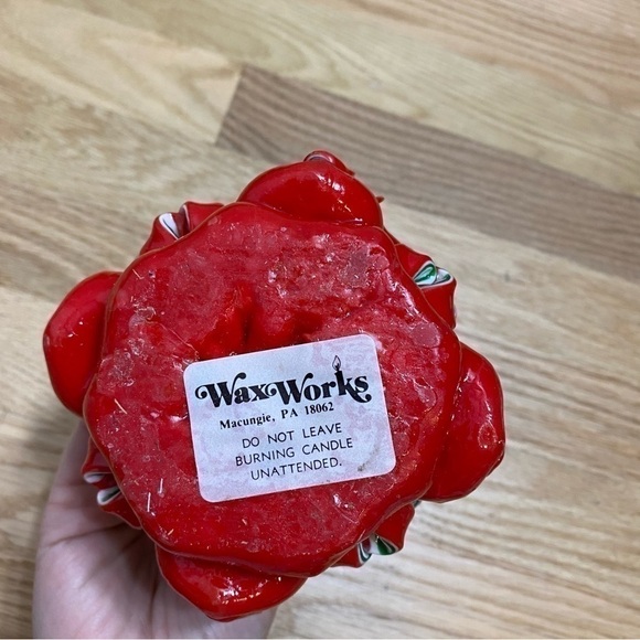 Handcrafted Carved Christmas Candle Red Green Swirl Holiday Decor - Picture 6 of 9